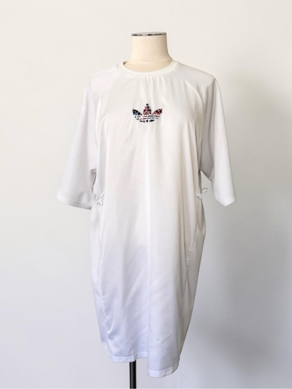 ADIDAS ORIGINALS White Tee Dress Size Small Mixed Material Blanc GN3115